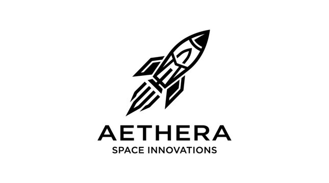 A futuristic rocket logo soars upwards for Aethera Space Innovations company
