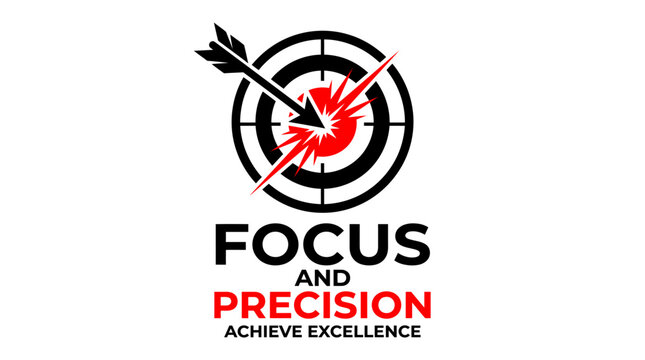 A logo showcases a target with an arrow hitting the bullseye in precision focus