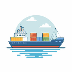 Fototapeta premium Cargo Ship Carrying Containers on the Water