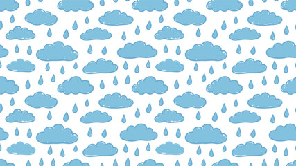 Fototapeta premium Cute Cartoon Cloud and Rain Drop Seamless Pattern for Fabric Textile Wallpaper Kids Room Decoration and Surface Design Projects
