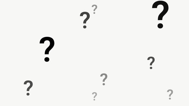 Animated question marks floating on white background, symbolizing confusion