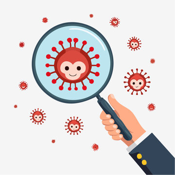 Cartoon Virus Under Magnifying Glass
