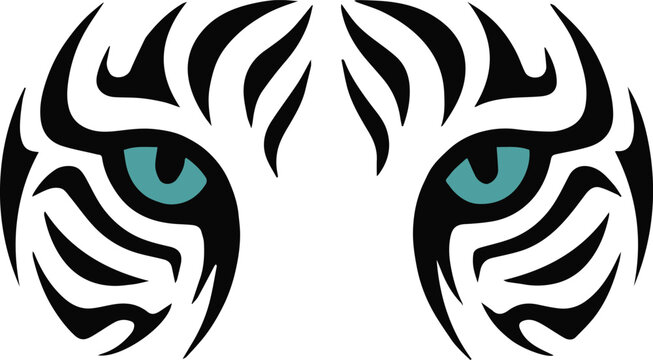 tiger face minimal geometric stripe portrait vector illustration