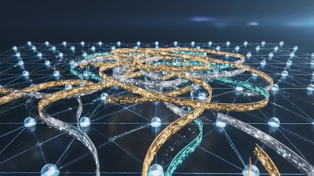 Abstract Data Flow in Digital Network. Seamless movement of information through a futuristic grid of connected nodes