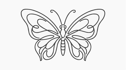 Fototapeta premium Abstract Butterfly Line Art: A minimalist, continuous line drawing of a butterfly, featuring elegant curves and a symmetrical design, perfect for graphic projects.