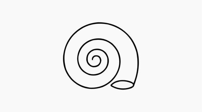 Snail Shell Outline: A minimalist, clean outline drawing of a snail shell, showcasing its iconic spiral shape. A simple graphic representation perfect for various design applications.