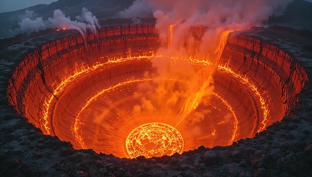 Volcanic Crater Floor Collapse Lava Drain Pit Opening Drama Hawaii