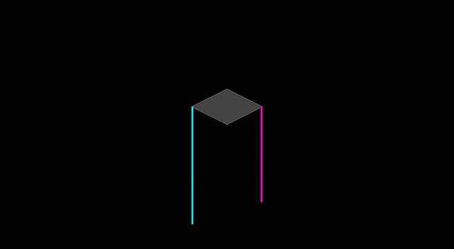 Neon cube abstract motion with glowing cyan and magenta lines animation