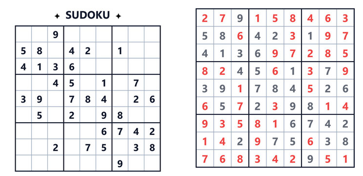Sudoku puzzle with filled and unfilled cells on a white background  