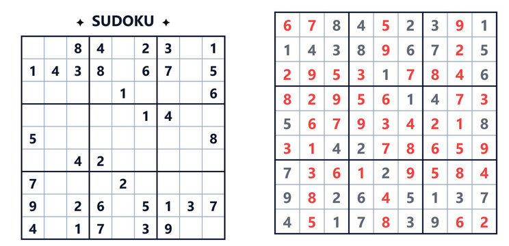 Sudoku puzzle grid and completed solution with notes  