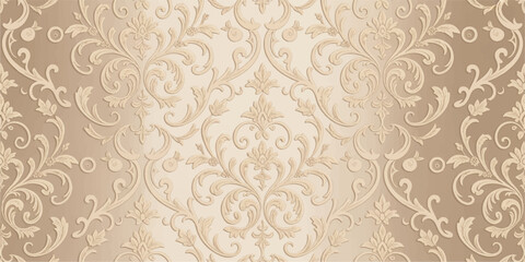 Seamless vintage brown damask wallpaper pattern featuring elegant floral ornaments and antique swirls for retro textile design and vector art backdrop © AbidurRahman