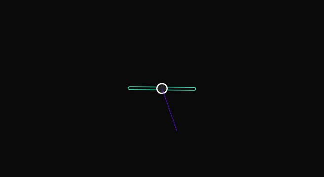 Minimalist rotating pendulum motion on animation black background