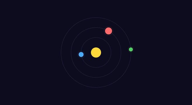 Minimalist solar system animation with orbiting planets motion animation