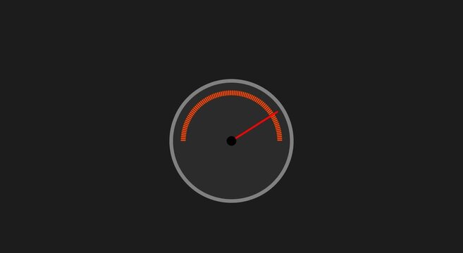 Minimalist speedometer gauge animation showing performance metrics animation