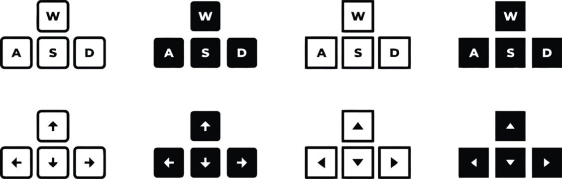 Gaming control layouts wasd and arrow key configurations