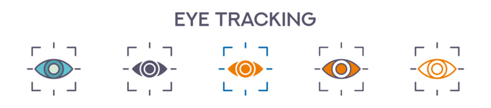 Eye Tracking Element For Design Graphic - Multi Styles. Vector Illustration Of Two Colored And Black. Multiple Icons Designs Can Be Used For Mobile, Ui, Web 