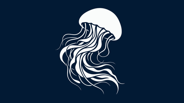 White jellyfish swimming in ocean.