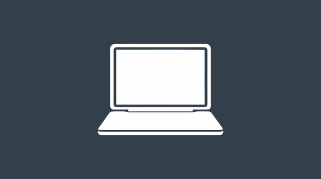 White Laptop Computer Icon.