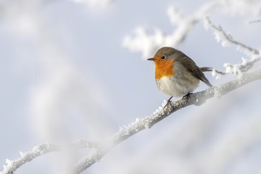 Robin (Erithacus rubecula), sitting on a branch, Schlitters, Tyrol, Austria