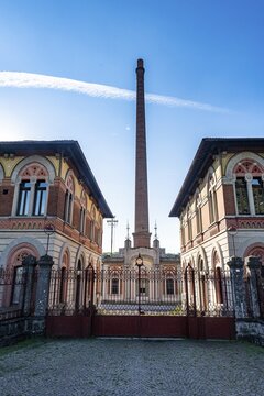 Old cotton mill. Unesco world heritage site "company town". Crespi d&acute;Adda, Italy