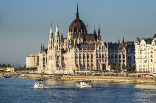 Hungarian Parliament Building on the banks of the Danube, Budapest, Hungary