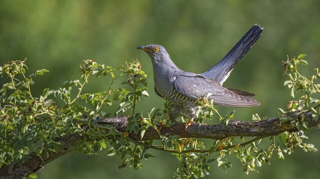 Common cuckoo (Cuculus canorus), male, sitting on a branch, Limbach, Burgenland, Austria
