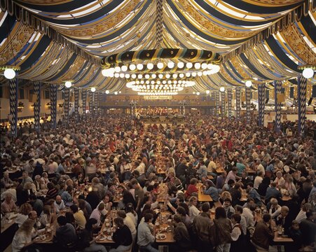 Inside a beer tent Oktoberfest Munich Bavaria Germany