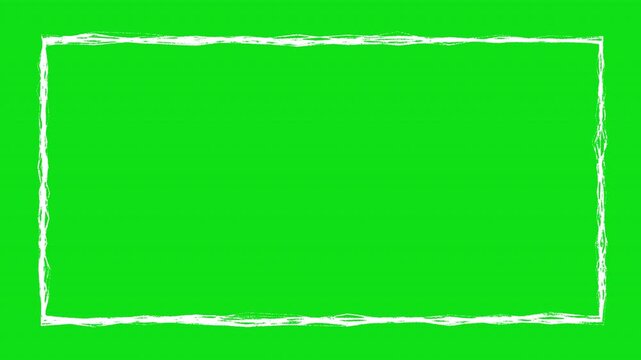 Square frame hand-drawn scribble animation. Pen marker doodle style. Sketched motion element. Loop. Green screen, chromakey