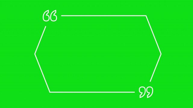 Quote bubble revealing. Speech frame motion background. Сopy space. Green screen, chromakey