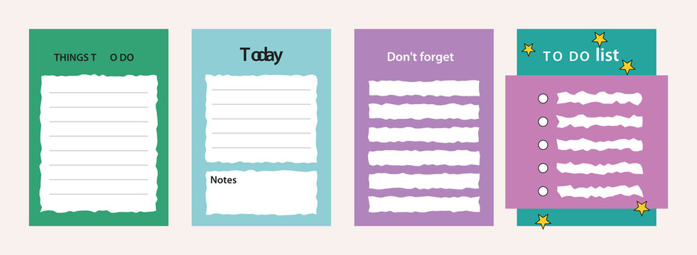 Set of colorful to-do list templates for organization and planning with planning organization template reminder
