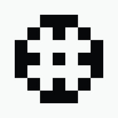 Fototapeta premium black and white Hashtag Symbol pixel art icon vector illustration.
