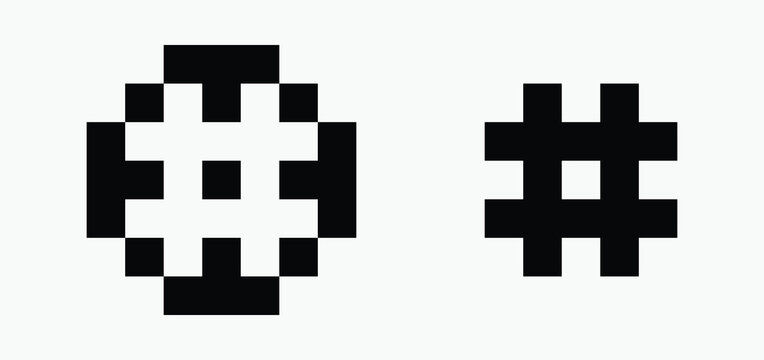 set Hashtag Symbol pixel art icon vector illustration.