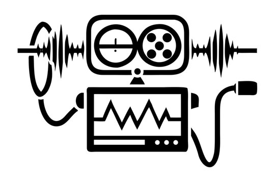 eeg machine medical silhouette illustration for healthcare brain monitoring diagnosis and neurology design