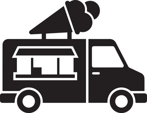 Ice Cream Truck and Food Van Vector Silhouettes