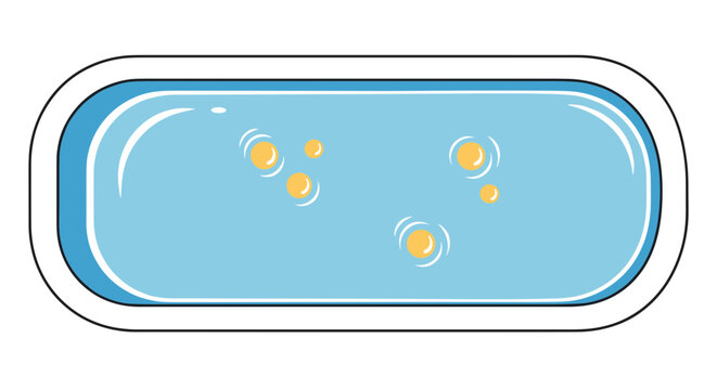 Abstract illustration of a bathtub filled with blue water and yellow bubbles