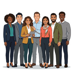 Obraz premium Diverse team smiling together in professional attire for business 