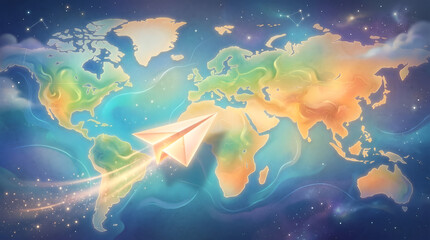 Fototapeta premium Planet Earth in space with the sun shining over the blue globe surrounded by stars and universe scenery