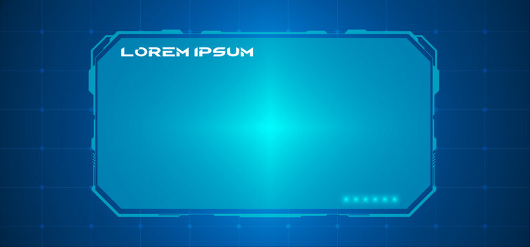 Futuristic Blue HUD Interface Display Frame with Digital Grid Background for Modern Tech Projects