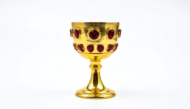 A Gold Chali With Red Stones