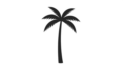 Obraz premium A silhouette of a stylized palm tree in black. The tree has a long trunk and fronds that branch out