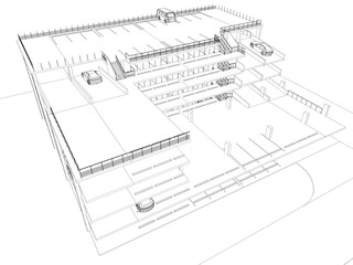 Fototapeta premium 3D illustration of building structure
