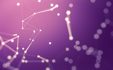 Fototapeta premium Abstract background. Molecules technology with polygonal shapes, connecting dots and lines. Connection structure. Big data visualization.