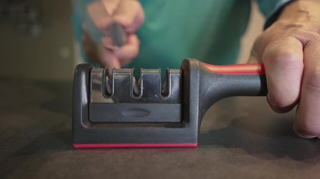Artisan Sharpening Kitchen Knife with Manual Sharpener Tool