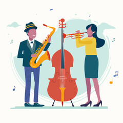 Fototapeta premium Jazz Band Playing Music