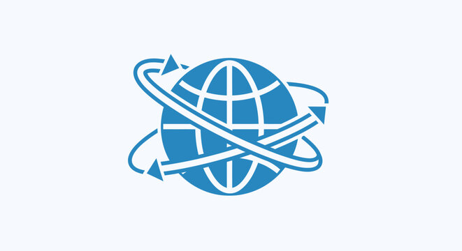 Modern flat design icon representing global internet connectivity and data flow, symbolizing worldwide communication, digital networking, and web access for a connected world