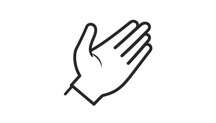Fototapeta premium A simple outline of a hand, palm up, with fingers extended. Graphic is monochromatic on a white background