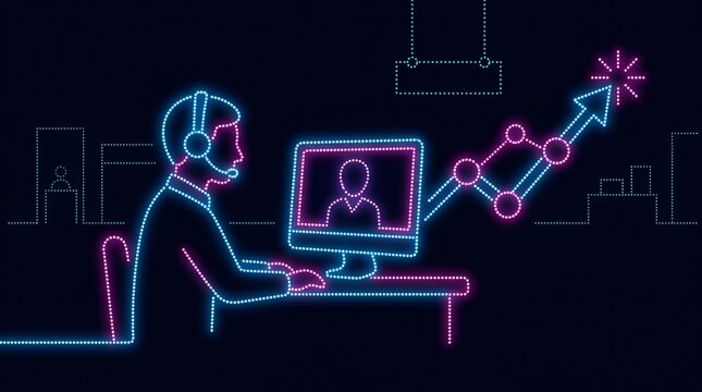 Customer support representative managing video calls and growth