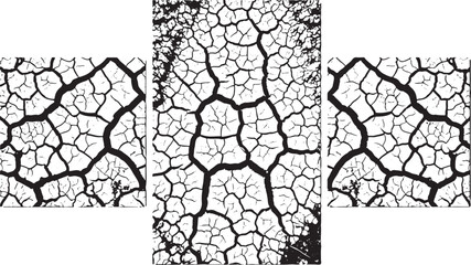Obraz premium Cracked Dry Earth Texture Vector Background with Abstract Mosaic Pattern Transparent Background