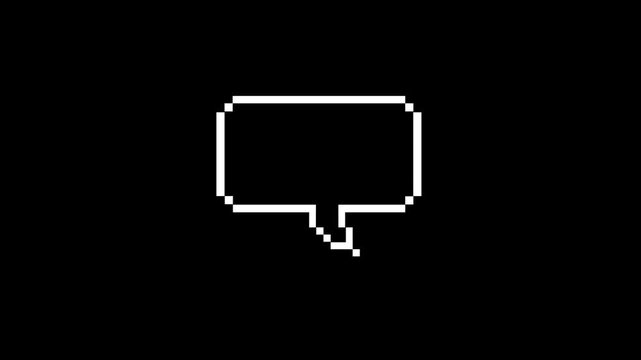 pixel style speech bubbles, black background comic concept, 4k video