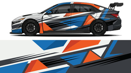 Car with colorful racing stripes design. © IP STOCK